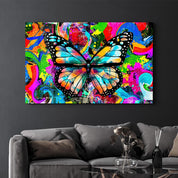 Colorful Butterfly | Glass Wall Art - Artdesigna