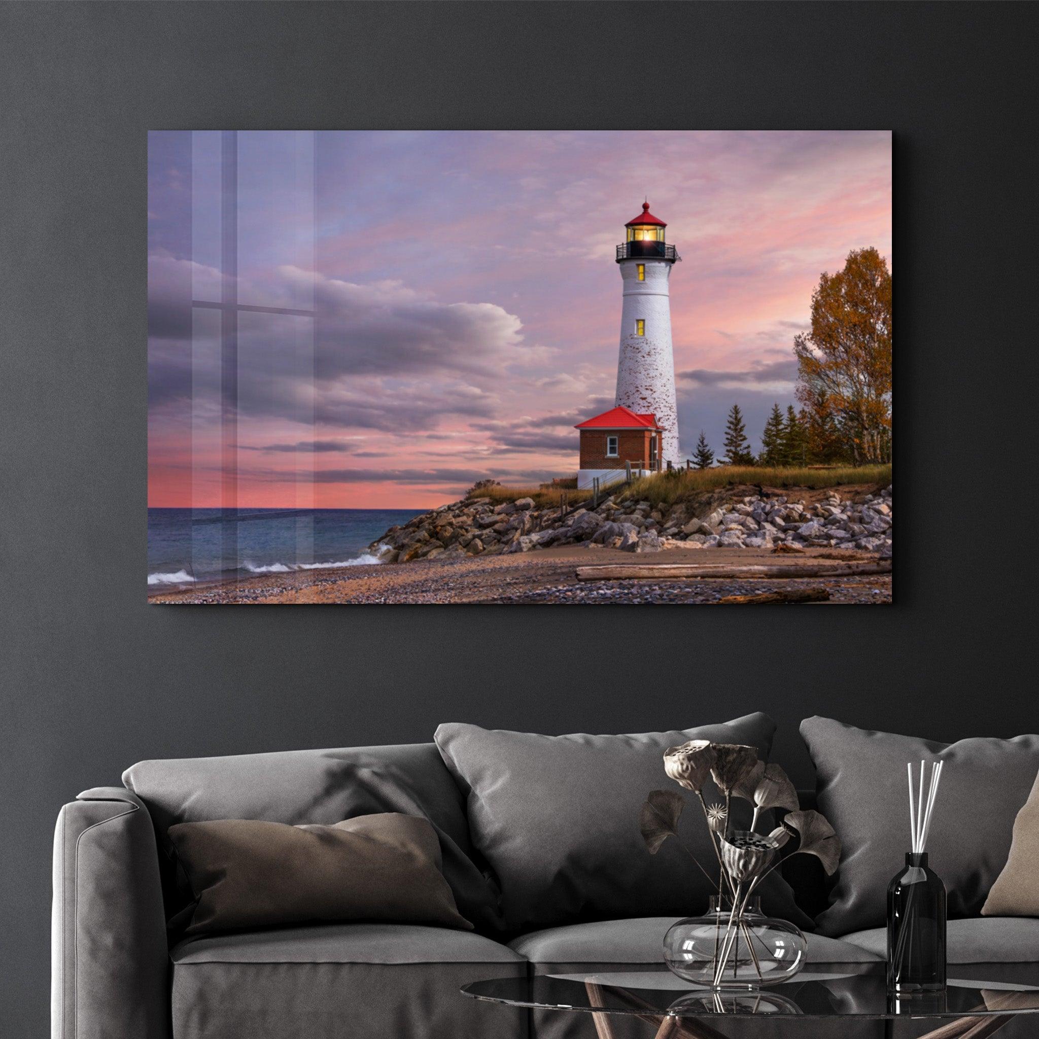 Lighthouse | Glass Wall Art - Artdesigna