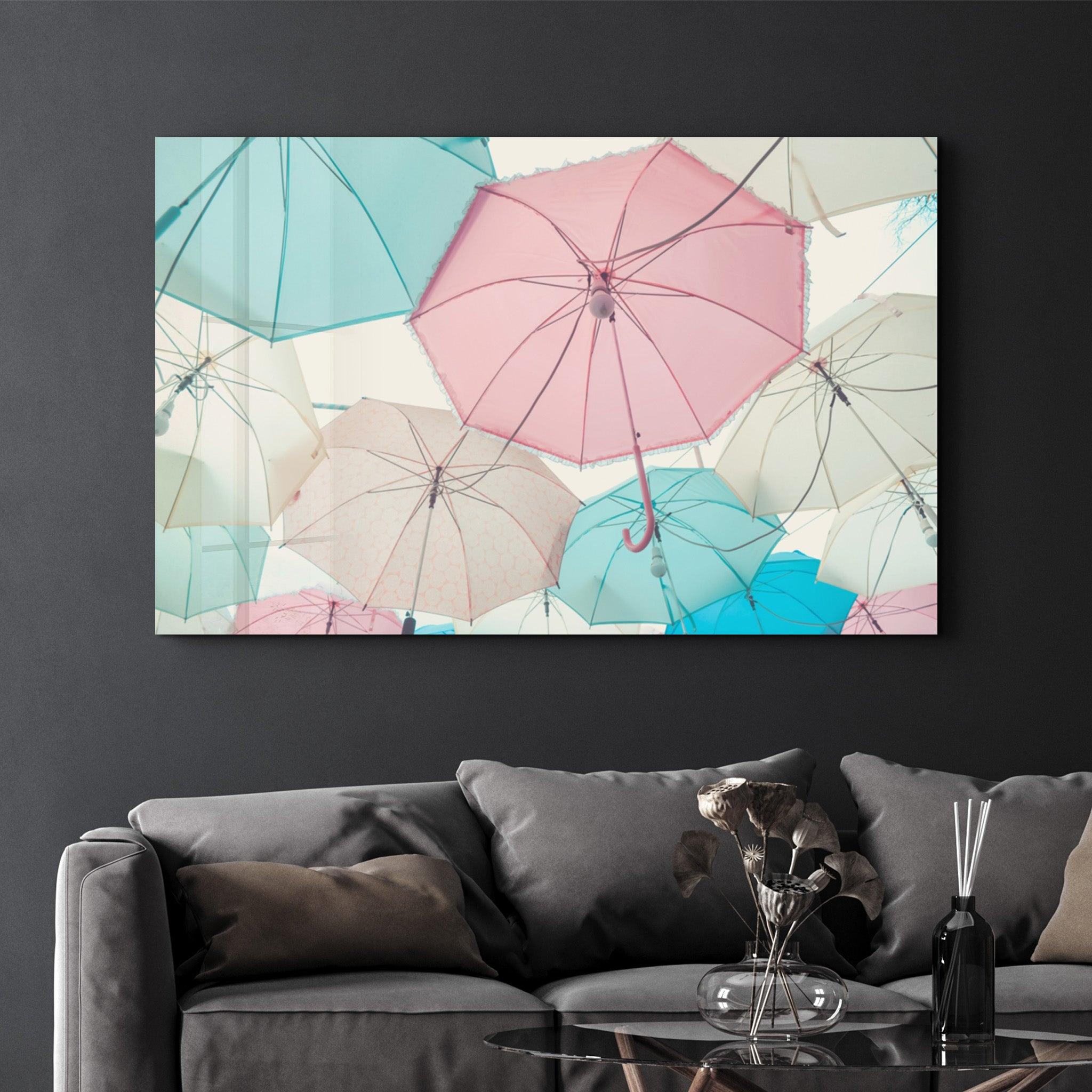 Umbrellas | Glass Wall Art - Artdesigna