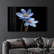 Blue Flower | Glass Wall Art - Artdesigna