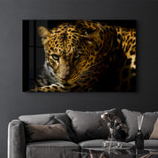 Leopard's Untamed Beauty | Glass Wall Art - Artdesigna