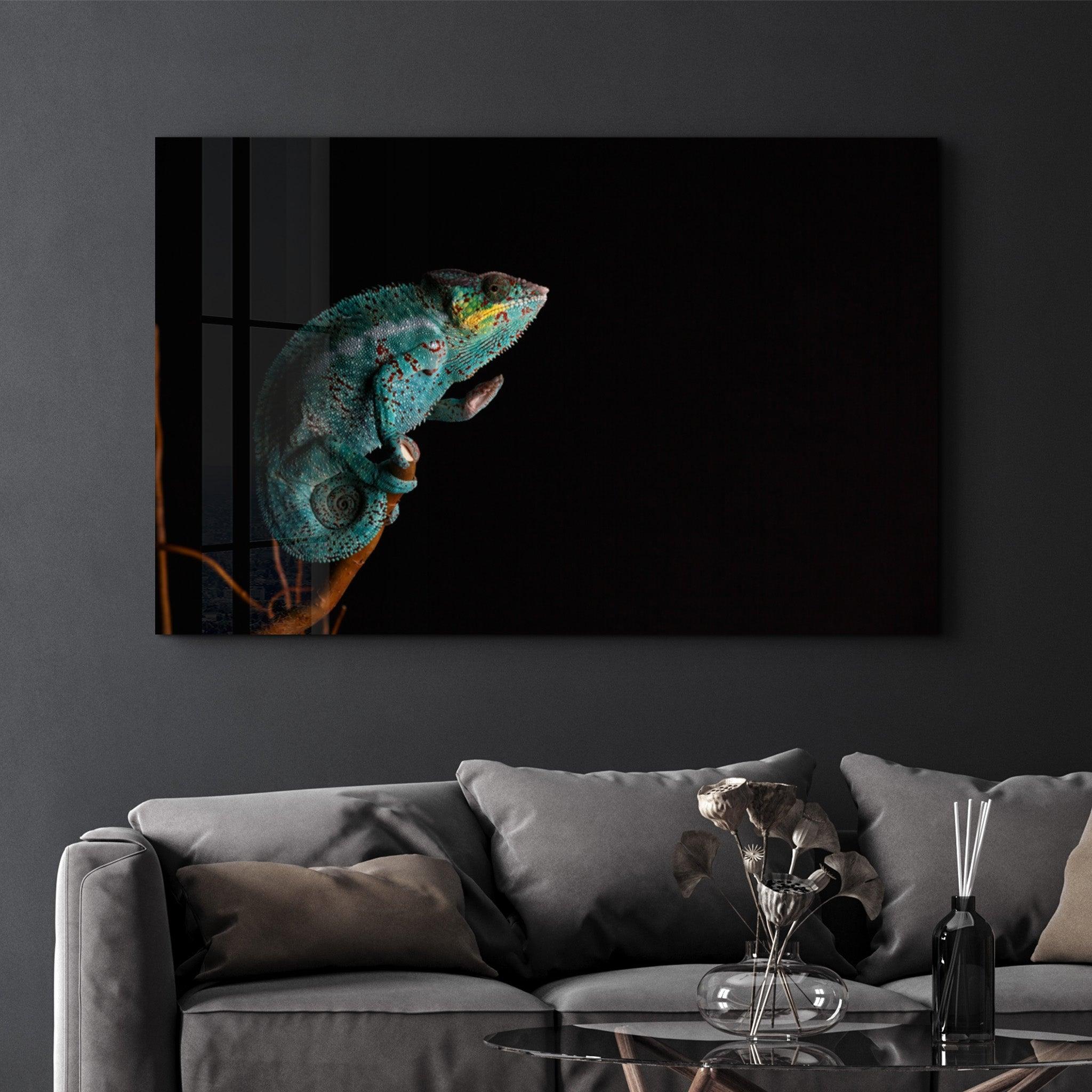 Chameleon | Glass Wall Art - Artdesigna