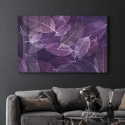 Purple Leaf | Glass Wall Art - Artdesigna