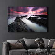 Sunset Landscape | Glass Wall Art - Artdesigna