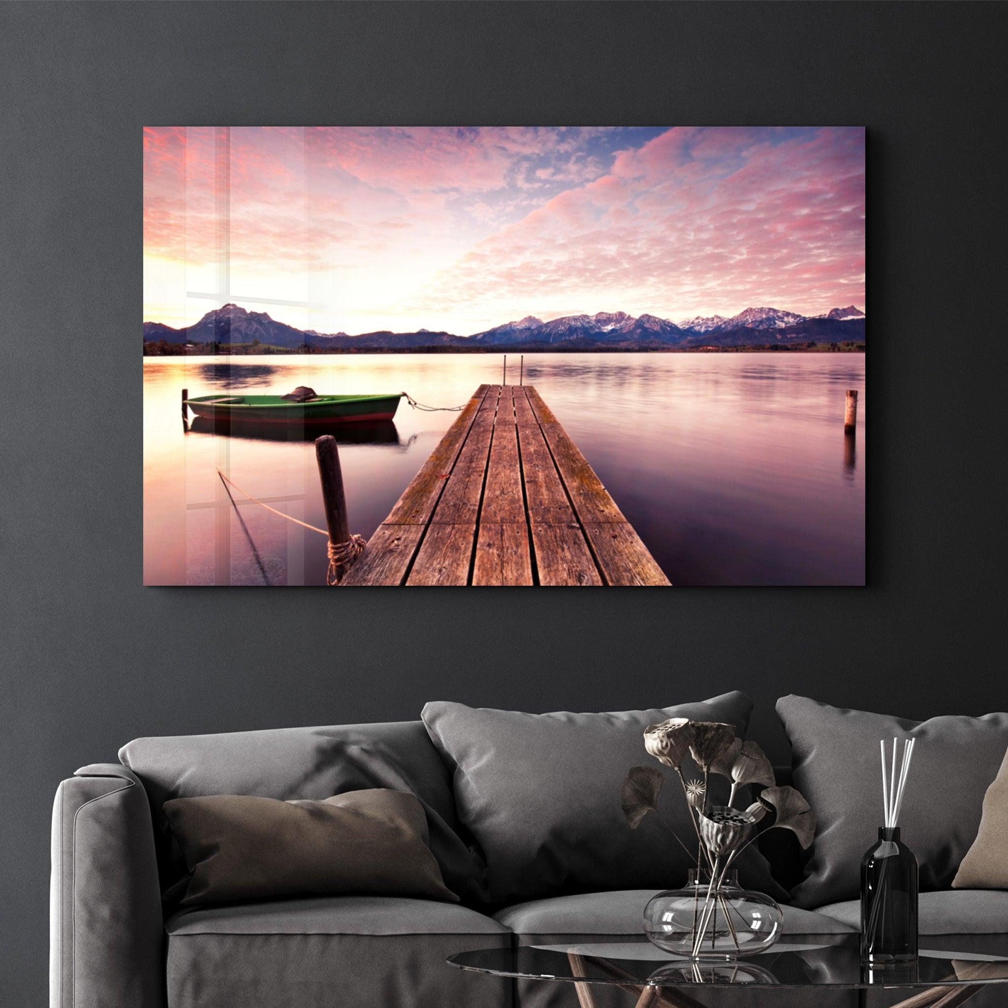 Sunset on the Beach | Glass Wall Art - Artdesigna