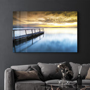 Sunset on the Beach | Glass Wall Art - Artdesigna