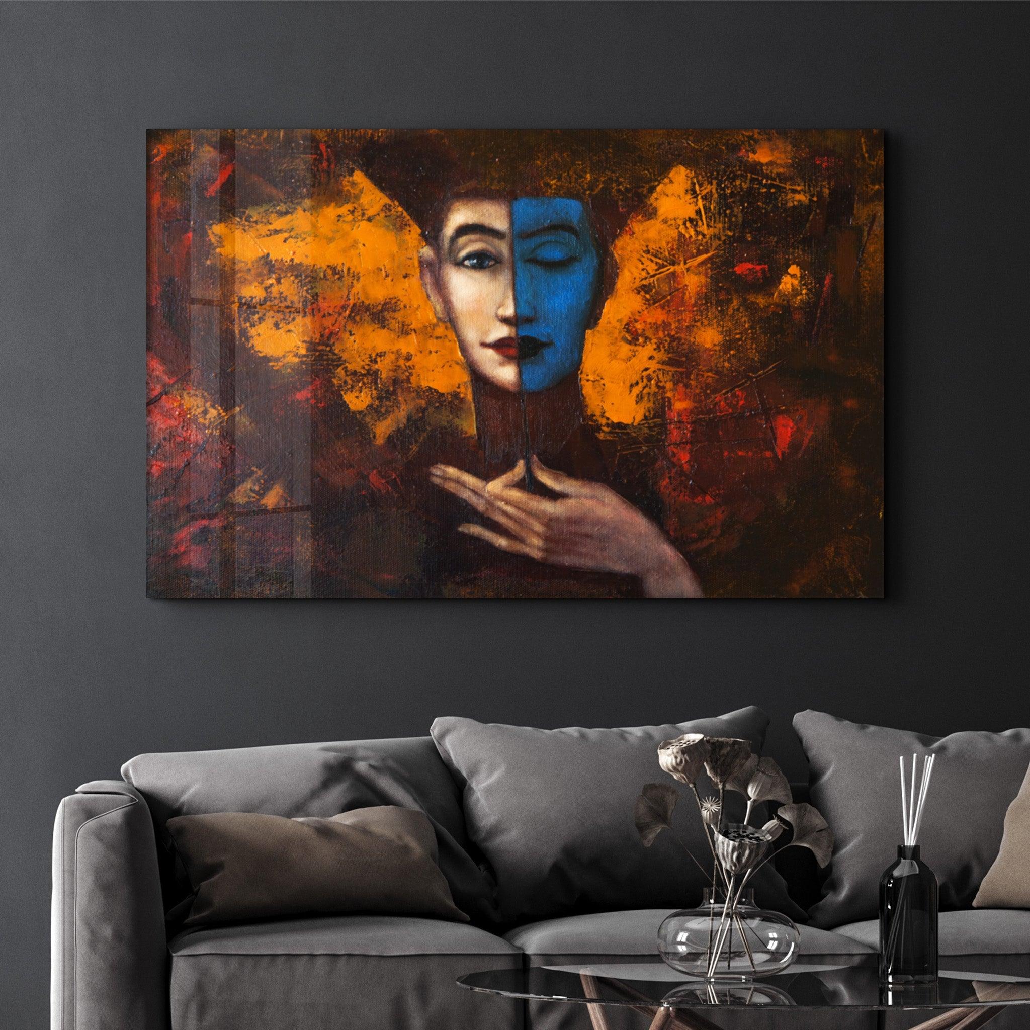 Abstract Woman Portrait | Glass Wall Art - Artdesigna