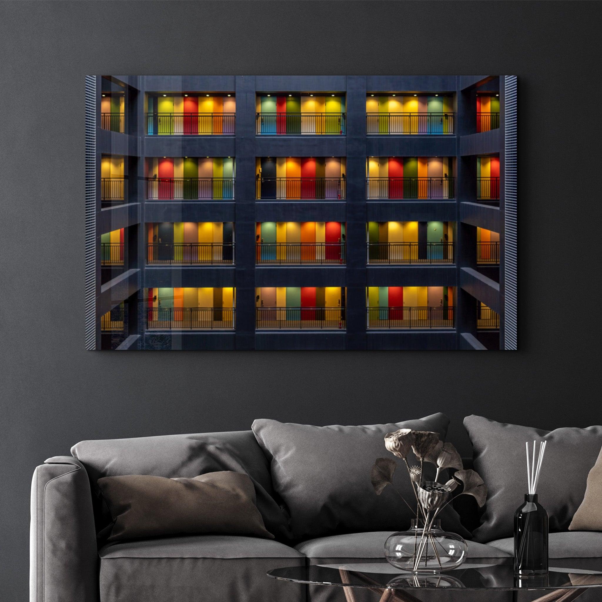 Colored Doors | Glass Wall Art - Artdesigna