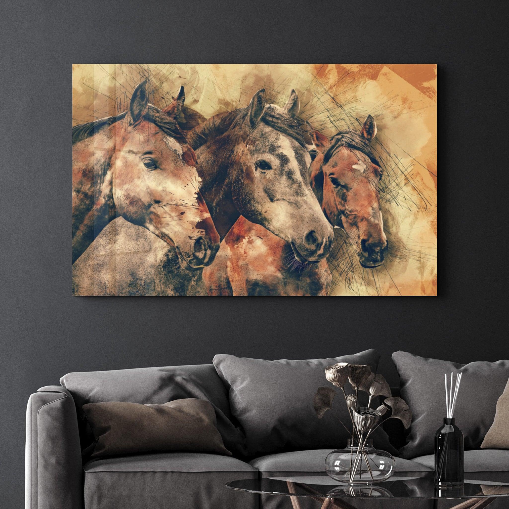 Horses | Glass Wall Art - Artdesigna