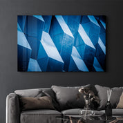 Geometric Shapes Blue | Glass Wall Art - Artdesigna