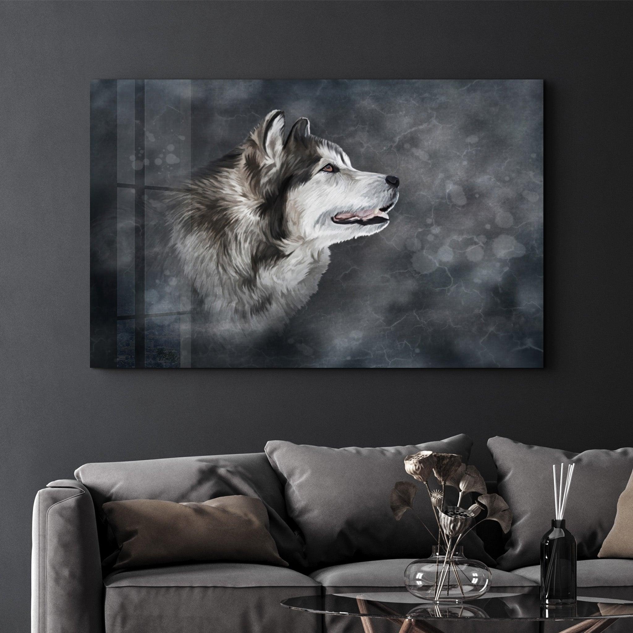 Wolf 2 | Glass Wall Art - Artdesigna