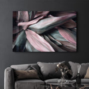 Pink Leaves V2 | Glass Wall Art - Artdesigna