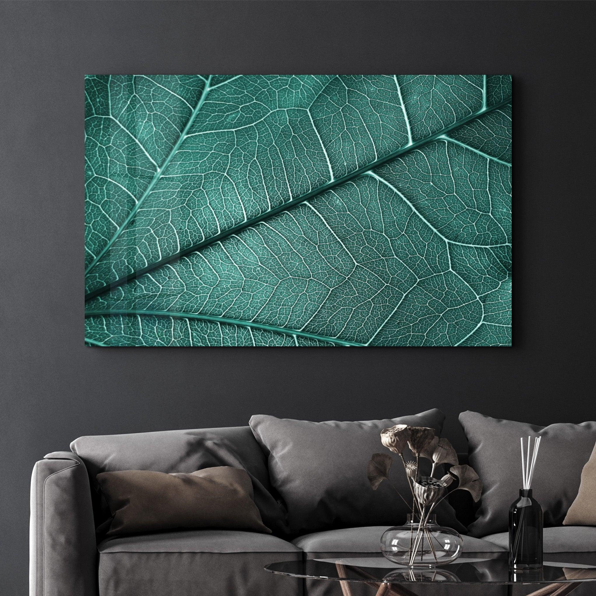 Green Leaf 4 | Glass Wall Art - Artdesigna