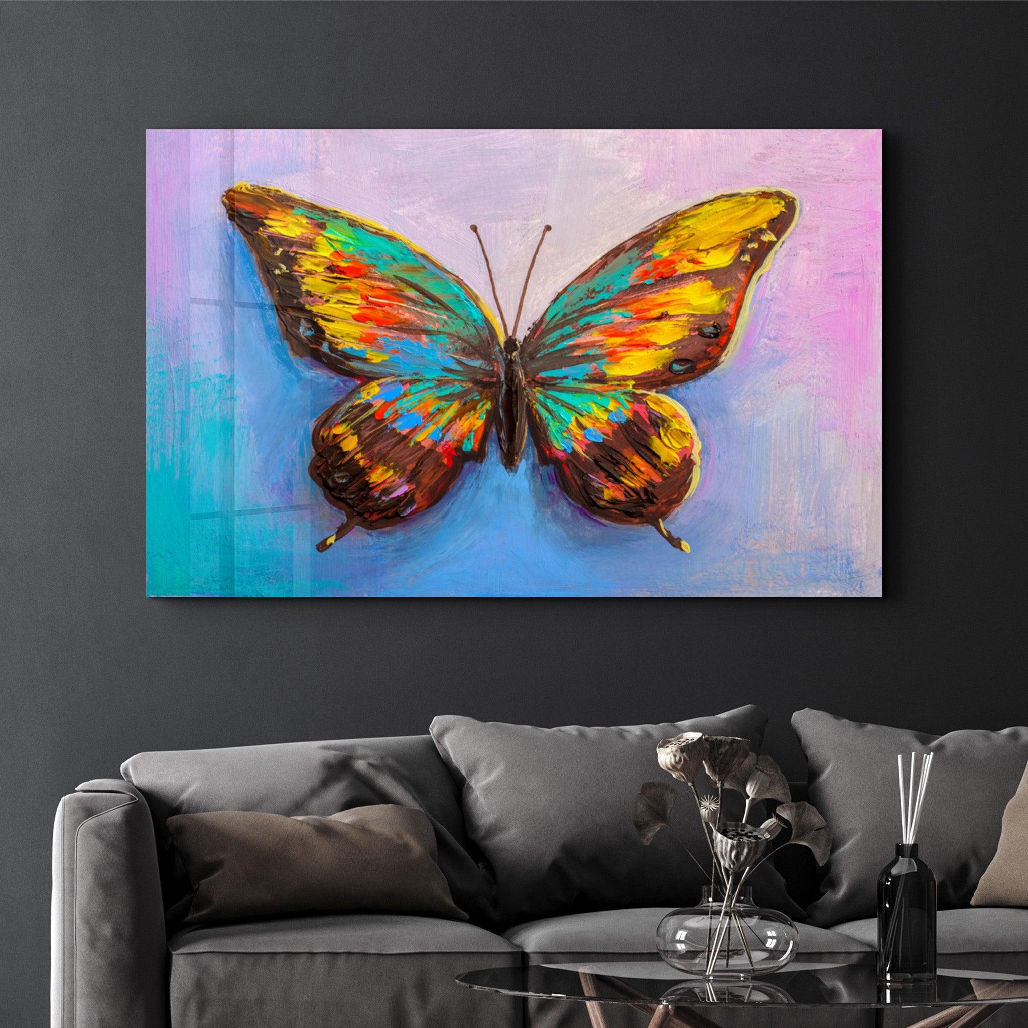 Radiant Flight: Butterfly | Glass Wall Art - Artdesigna