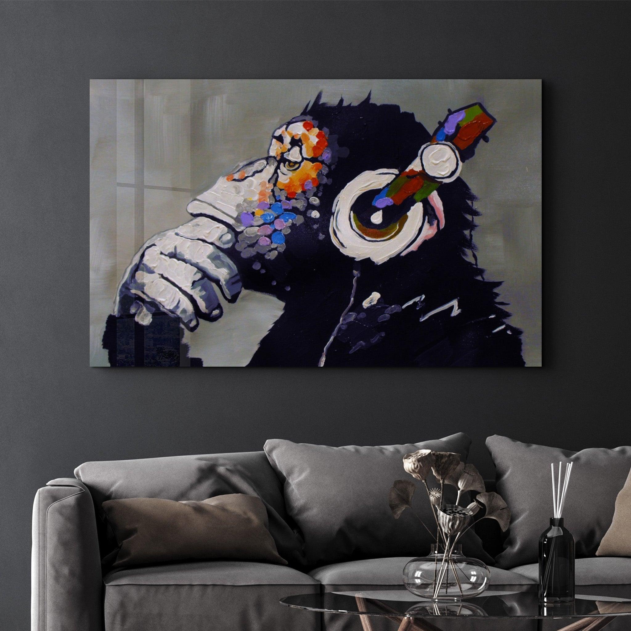 Abstract Monkey Beat | Glass Wall Art - Artdesigna