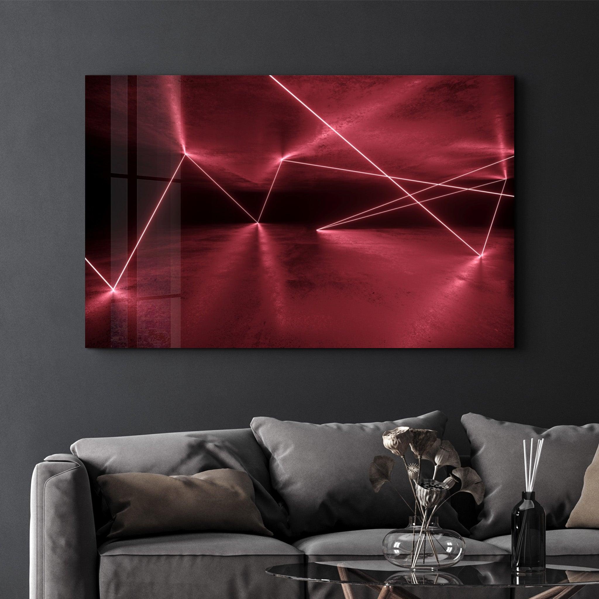 Abstract Neon Lines | Glass Wall Art - Artdesigna