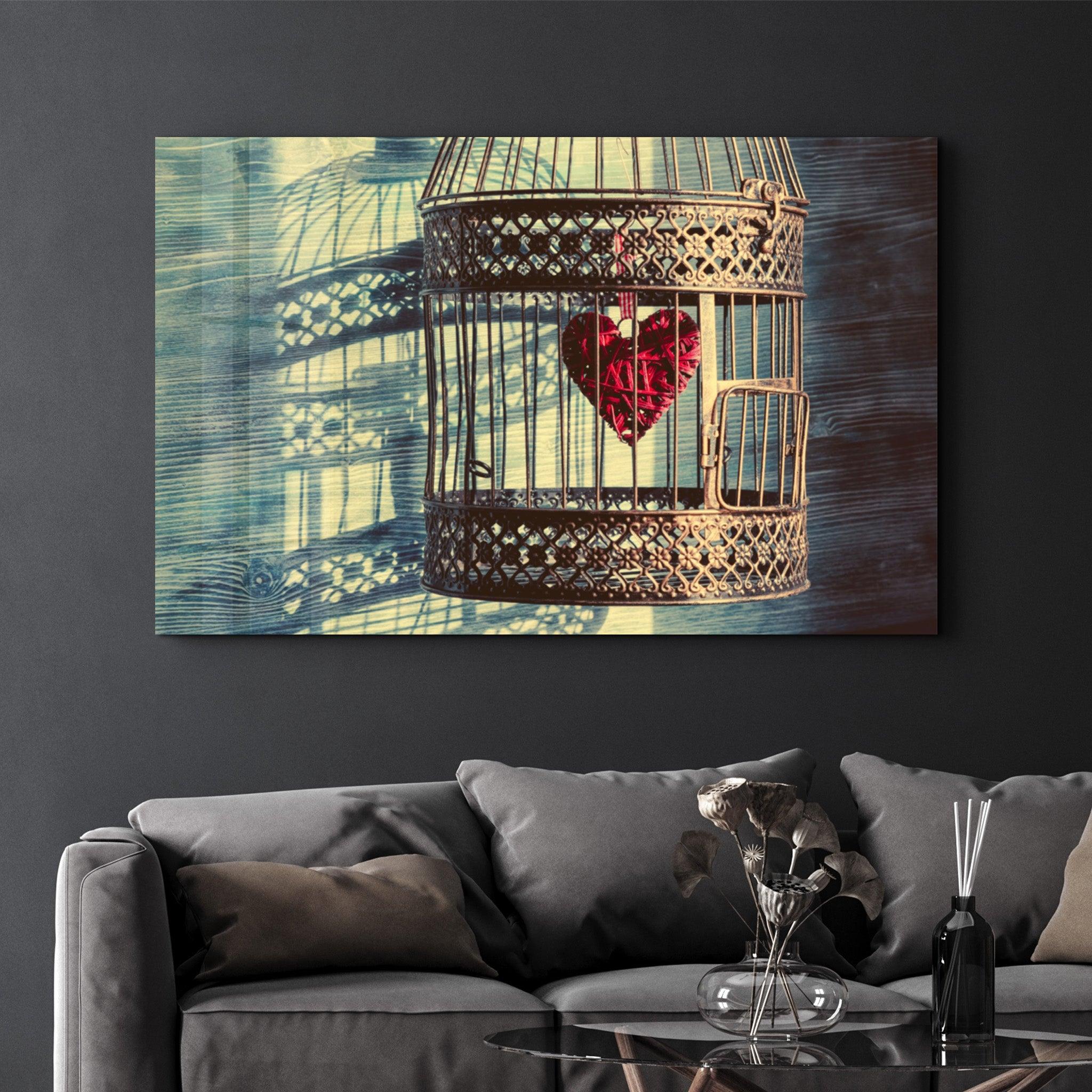 The Heart in the Cage | Glass Wall Art - Artdesigna