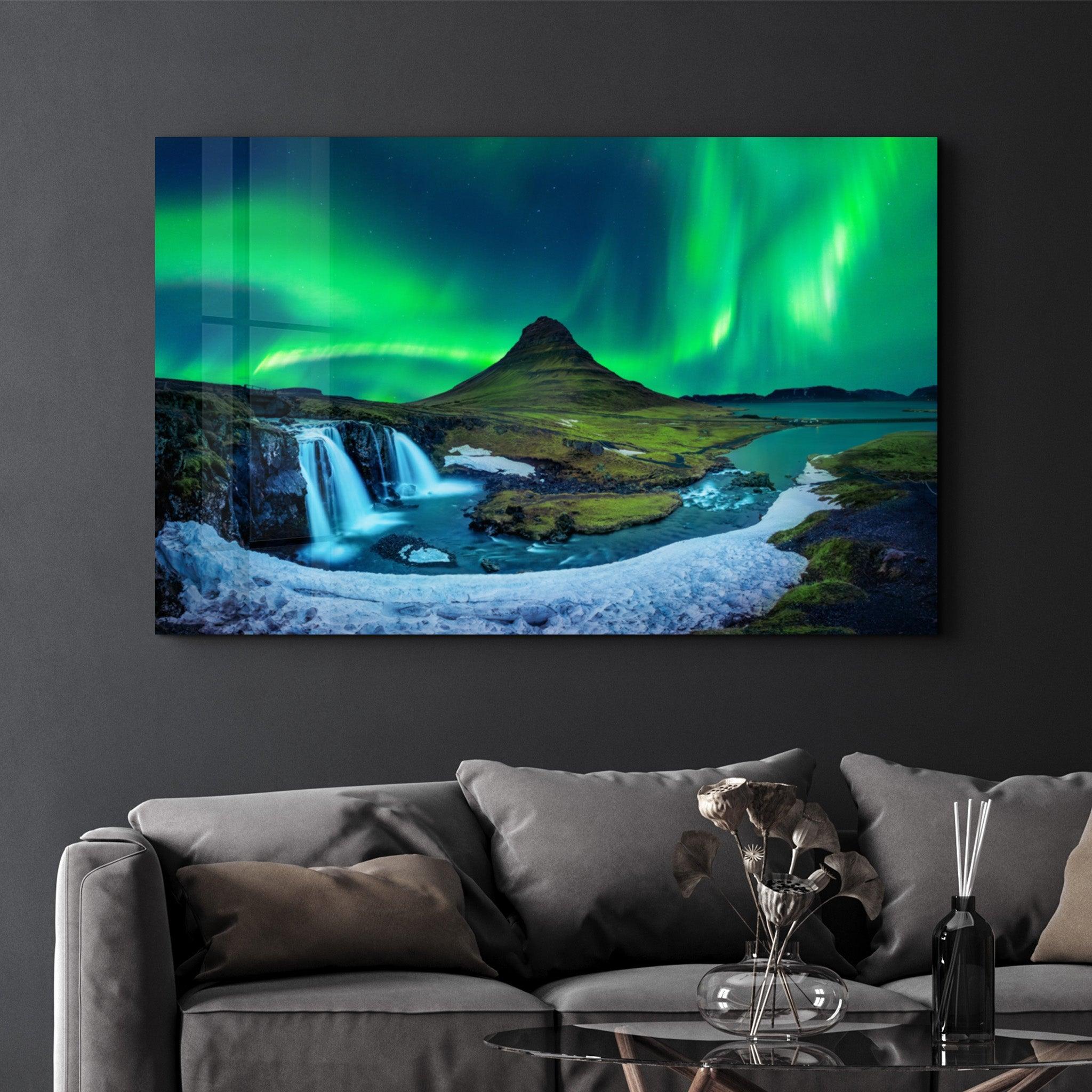 Aurora Borealis - Northern Lights Glass Wall Art - Artdesigna