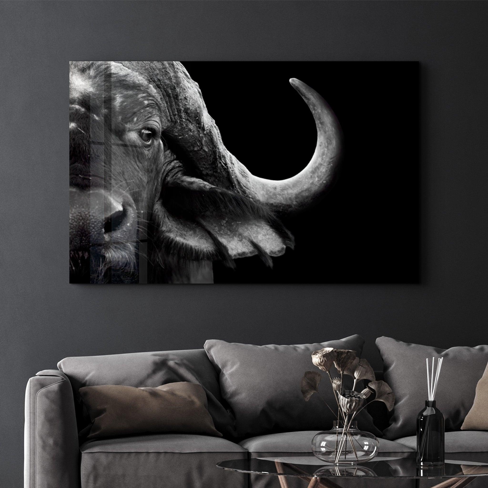 Buffalo | Glass Wall Art - Artdesigna