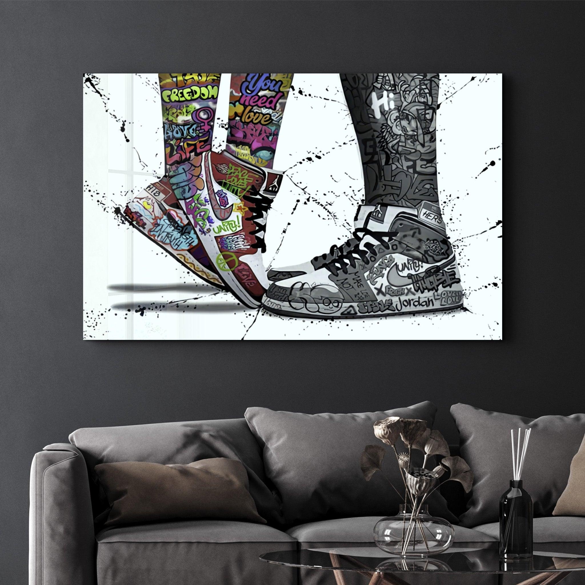 Street Art Footwear V2 | Glass Wall Art - Artdesigna