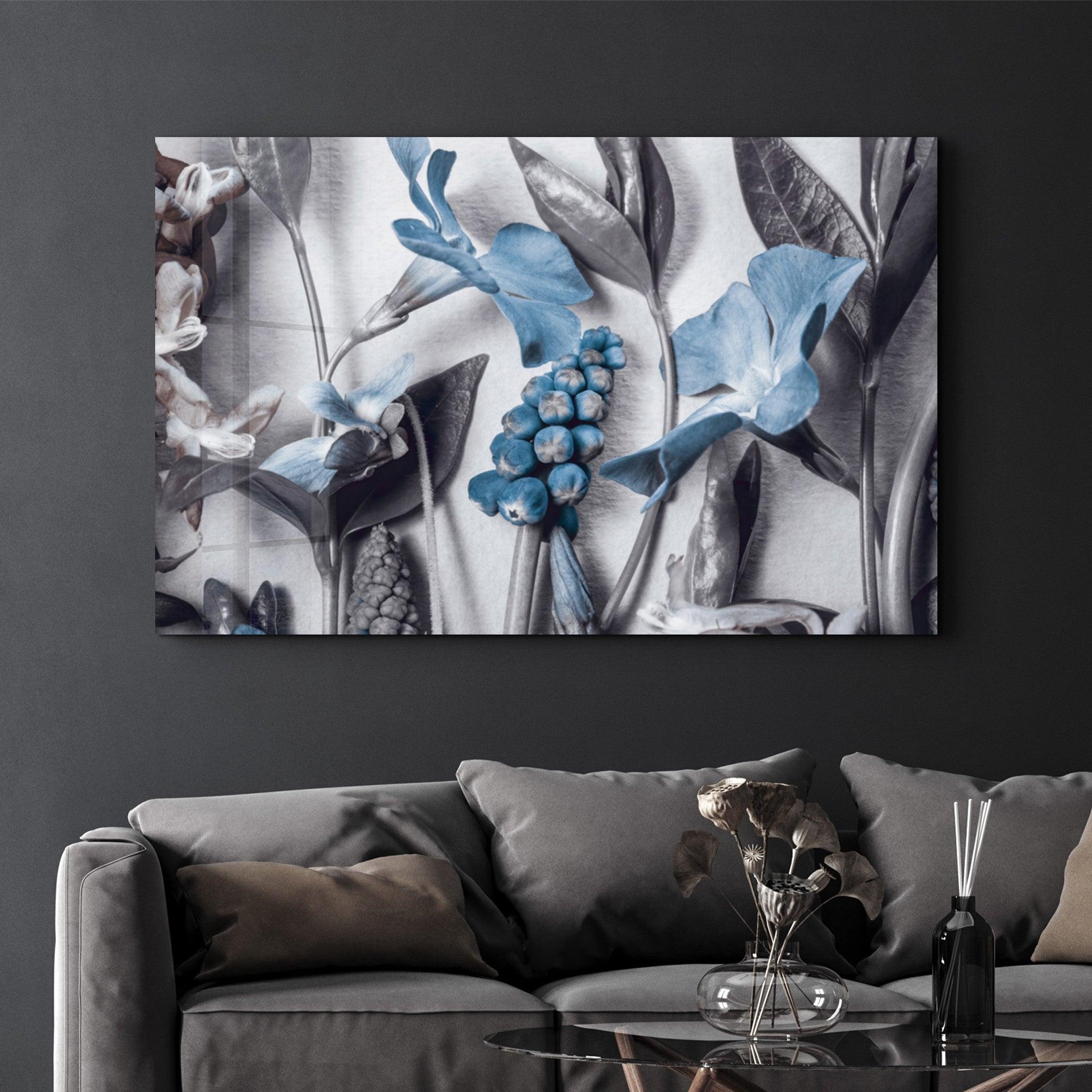 Pastel Blue Flower | Glass Wall Art - Artdesigna