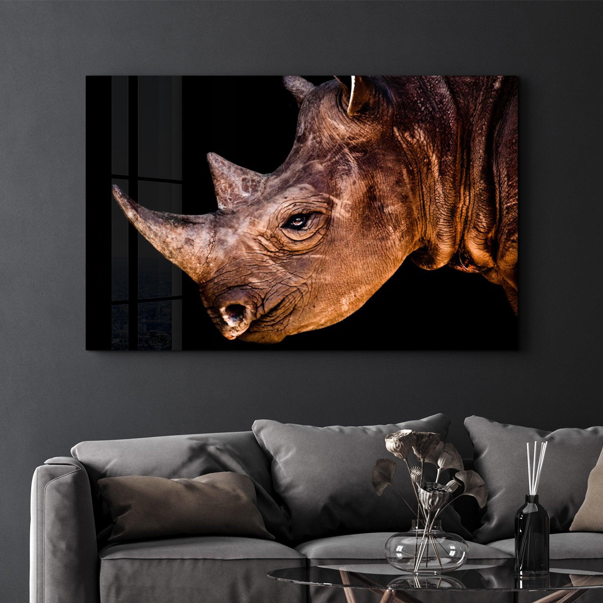 Rhino V3 | Glass Wall Art - Artdesigna