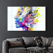 Abstract Face | Glass Wall Art - Artdesigna