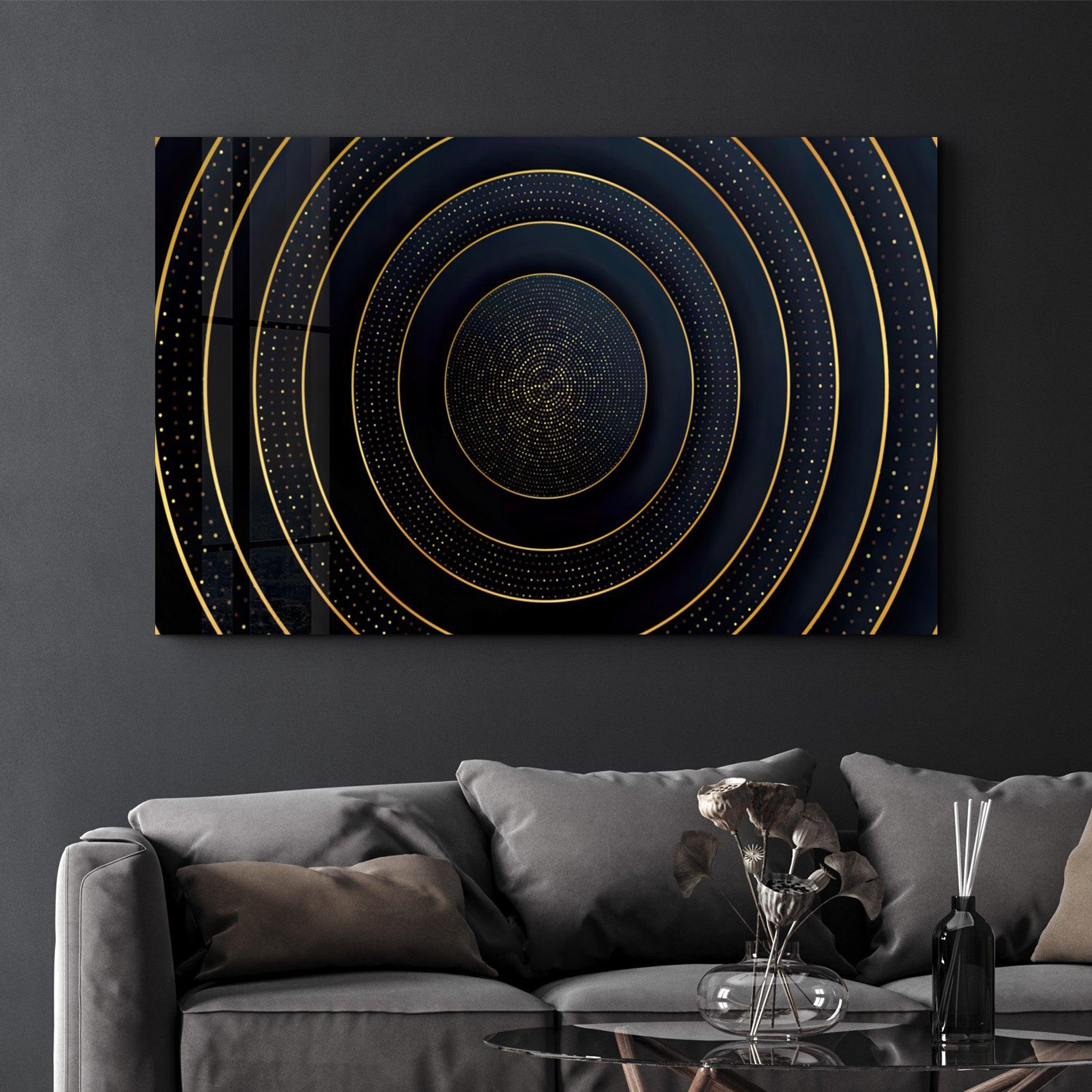 Golden Circles | Glass Wall Art - Artdesigna