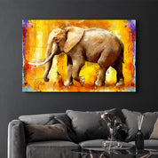 Elephant Yellow | Glass Wall Art - Artdesigna