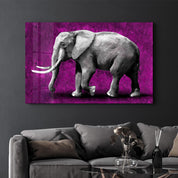 Elephant Purple | Glass Wall Art - Artdesigna