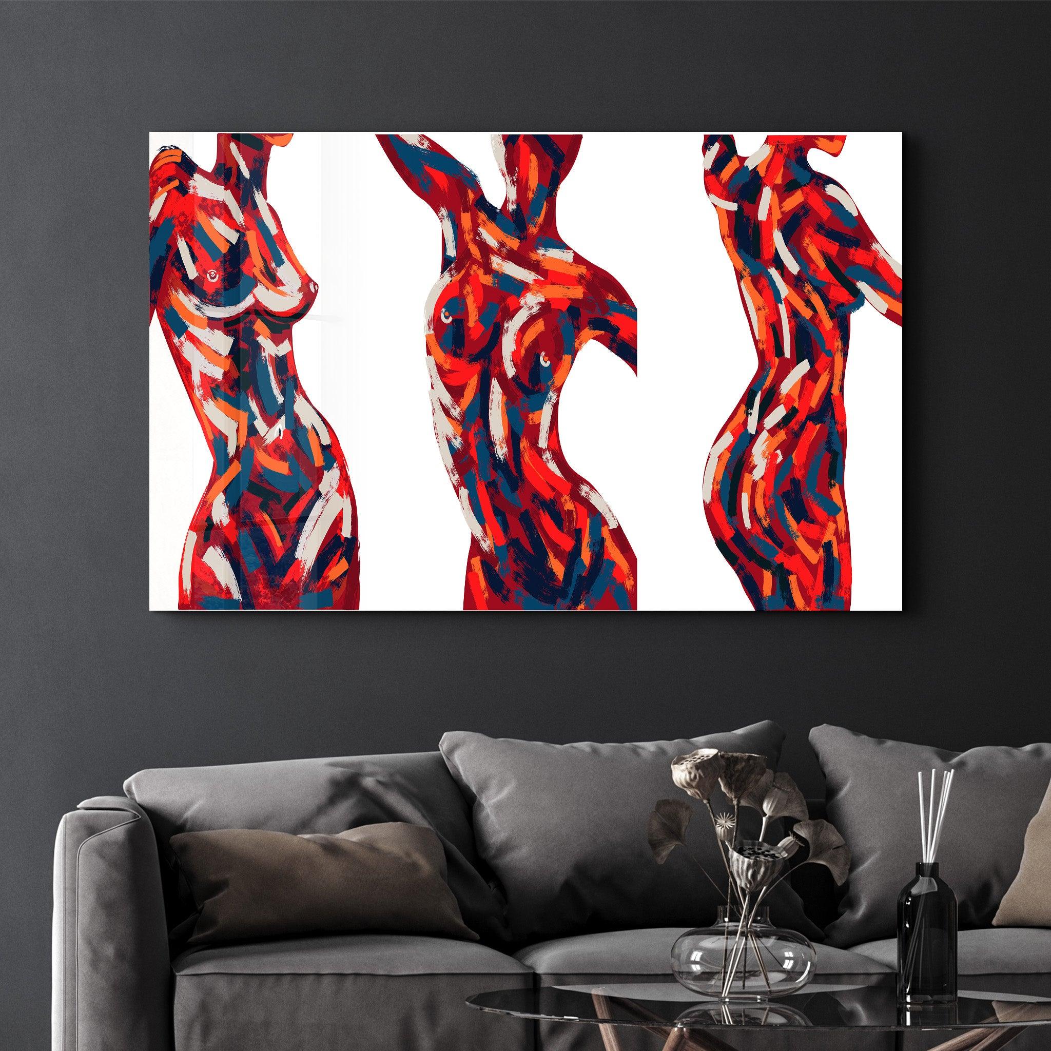 Abstract Bodies | Designer's Collection Glass Wall Art - Artdesigna