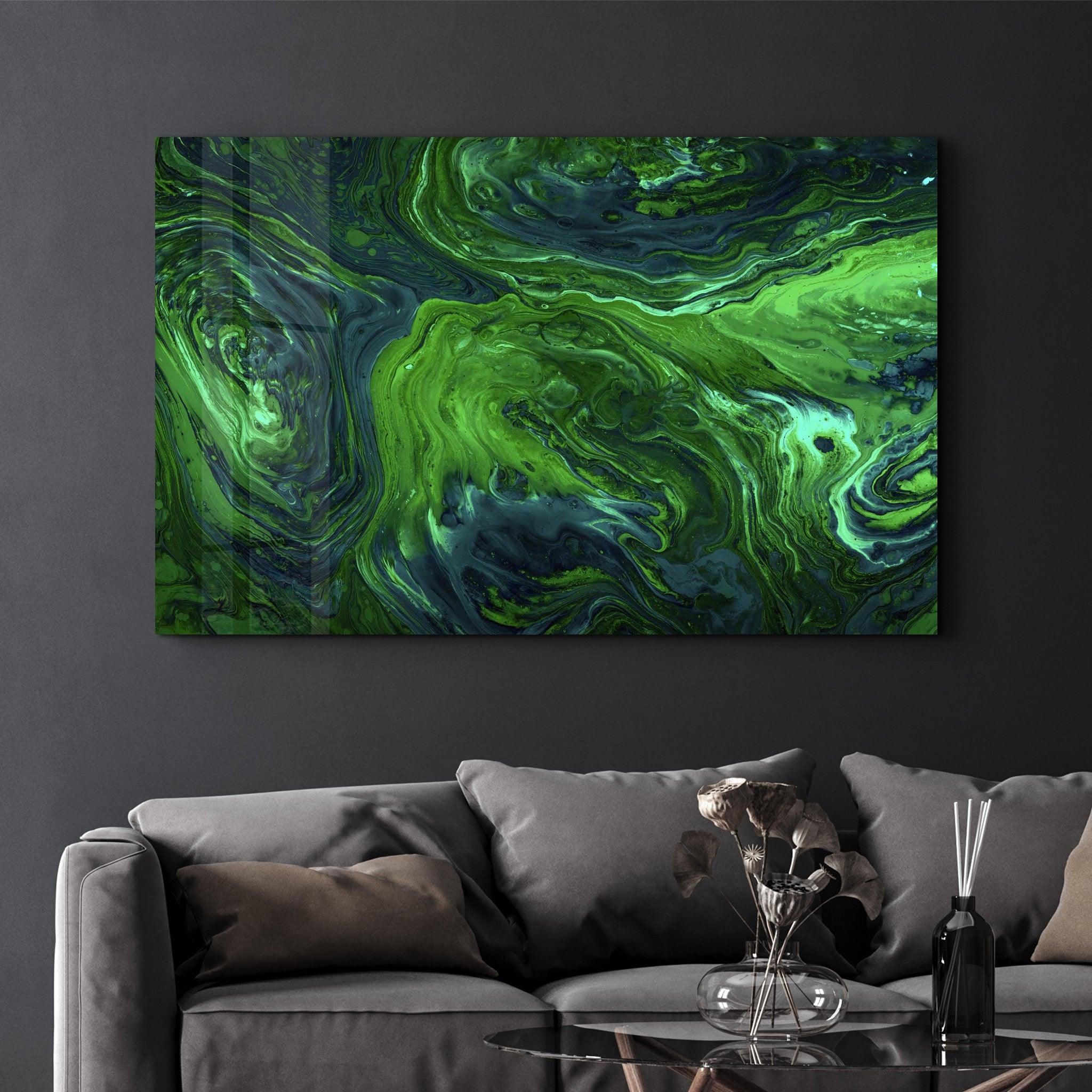 Lava Pattern - Green | Designer's Collection Glass Wall Art - Artdesigna