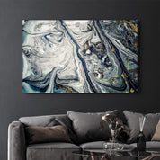 Gray Blue Marble with Golden Dust | Glass Wall Art - Artdesigna