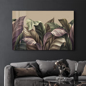 Retro Leaves | Glass Wall Art - Artdesigna