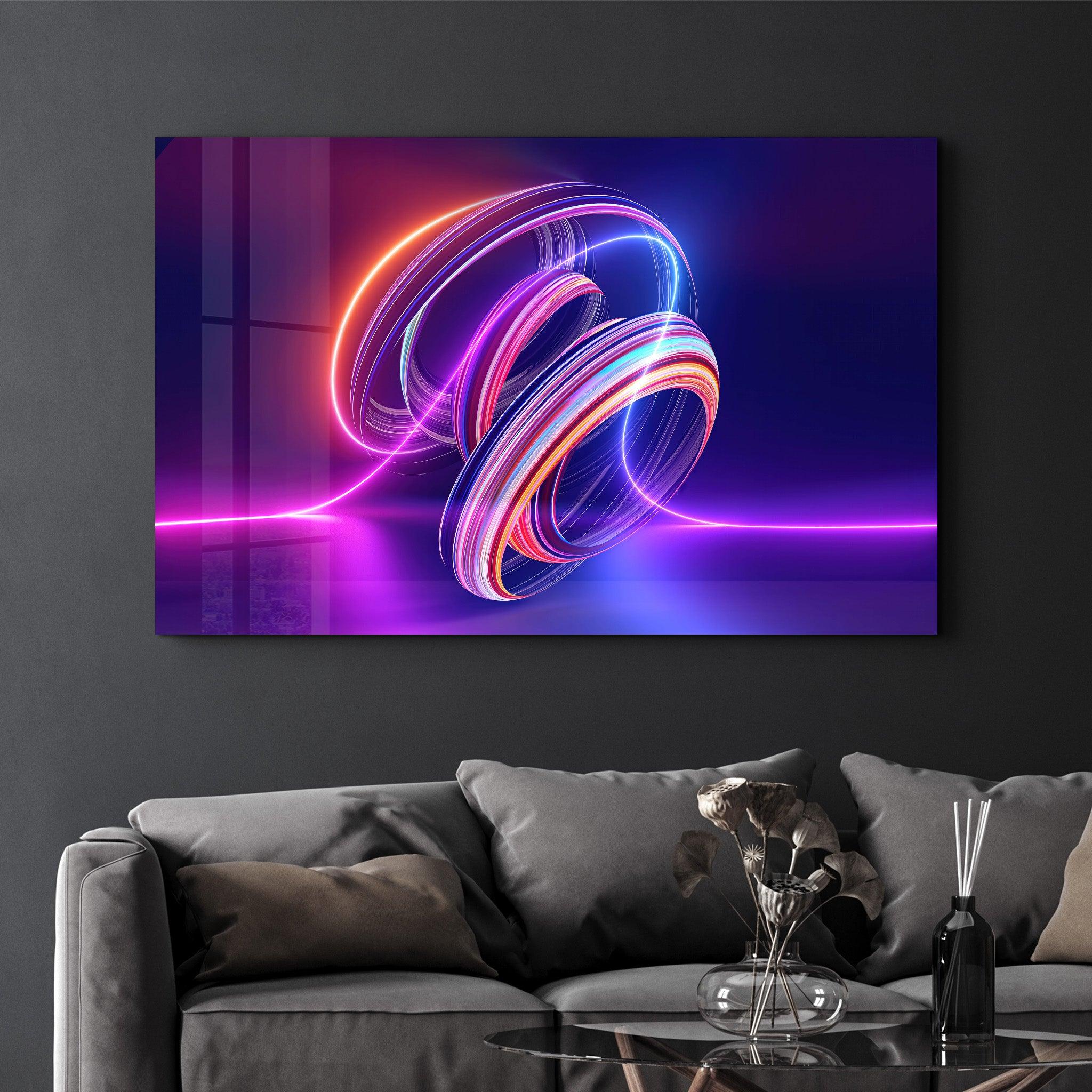 Neon Lines | Glass Wall Art - Artdesigna