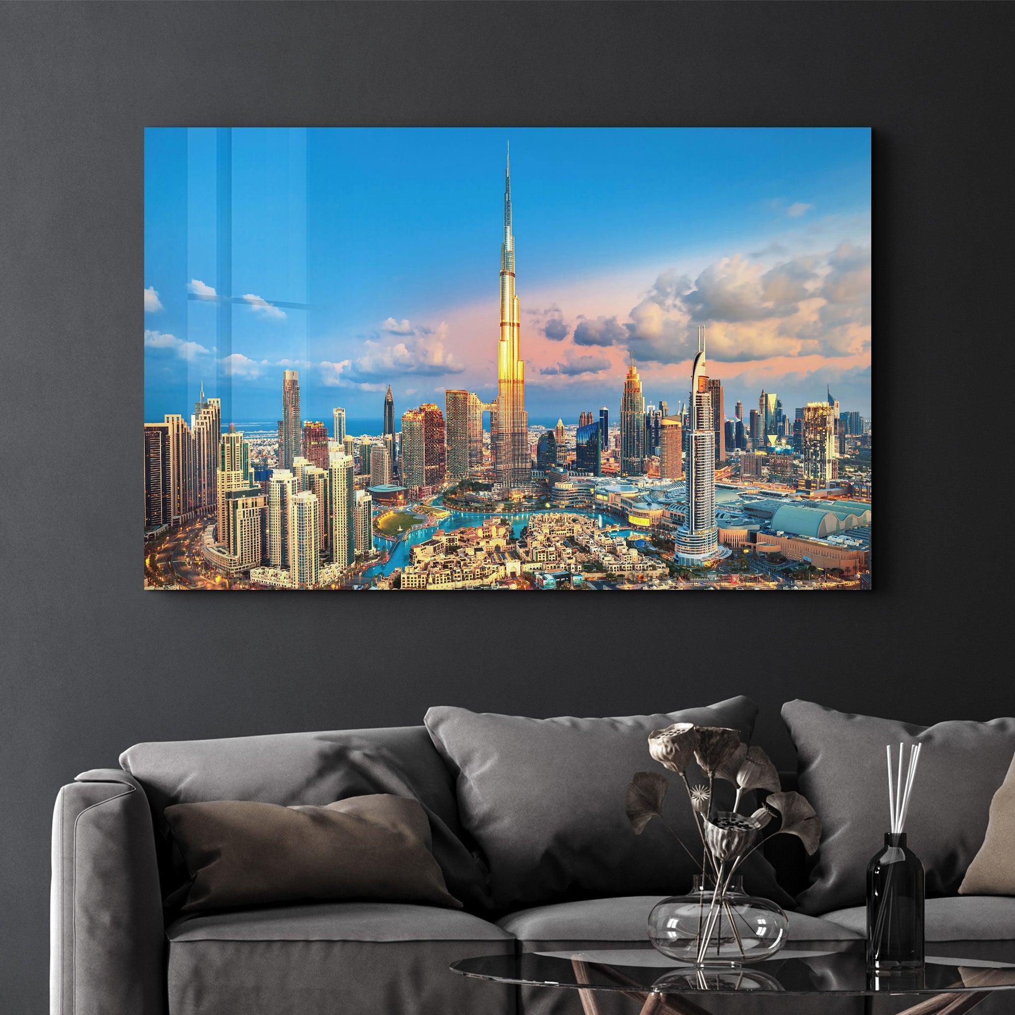 Dubai Sykline - UAE | Glass Wall Art - Artdesigna