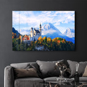 Beautiful view of Neuschwanstein castle in the Bavarian Alps, Germany | Glass Wall Art - Artdesigna