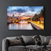 A wonderful night view of Paris, capital of France | Glass Wall Art - Artdesigna