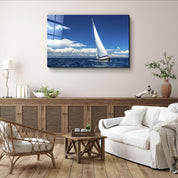 Sailing in the Ocean | Glass Printing Wall Art - Artdesigna