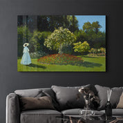 Claude Monet's Lady in the garden (1867) | Glass Wall Art - Artdesigna