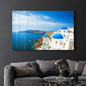 Thera From Santorini | Glass Wall Art - Artdesigna