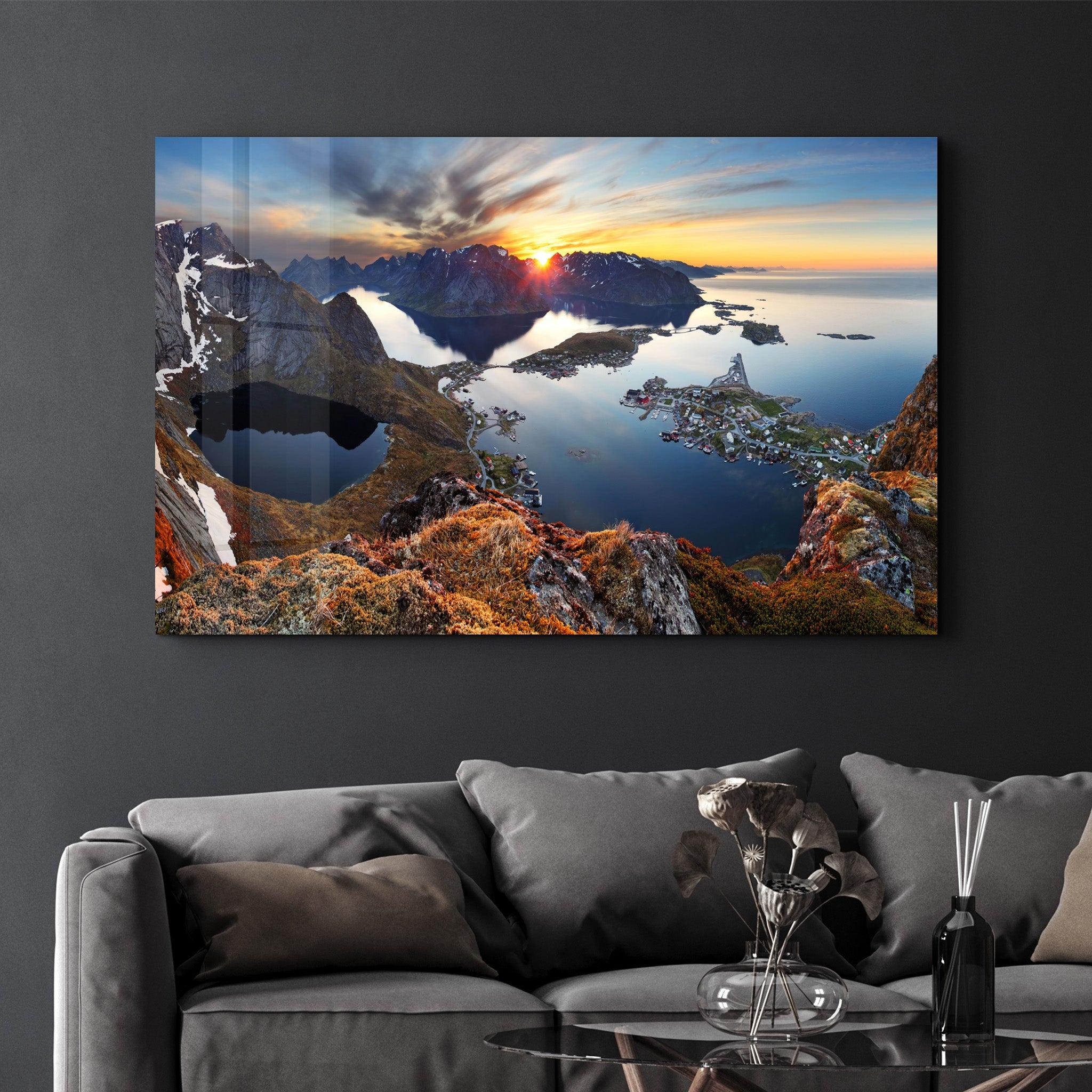 A Seaside Town In Norway | Glass Wall Art - Artdesigna