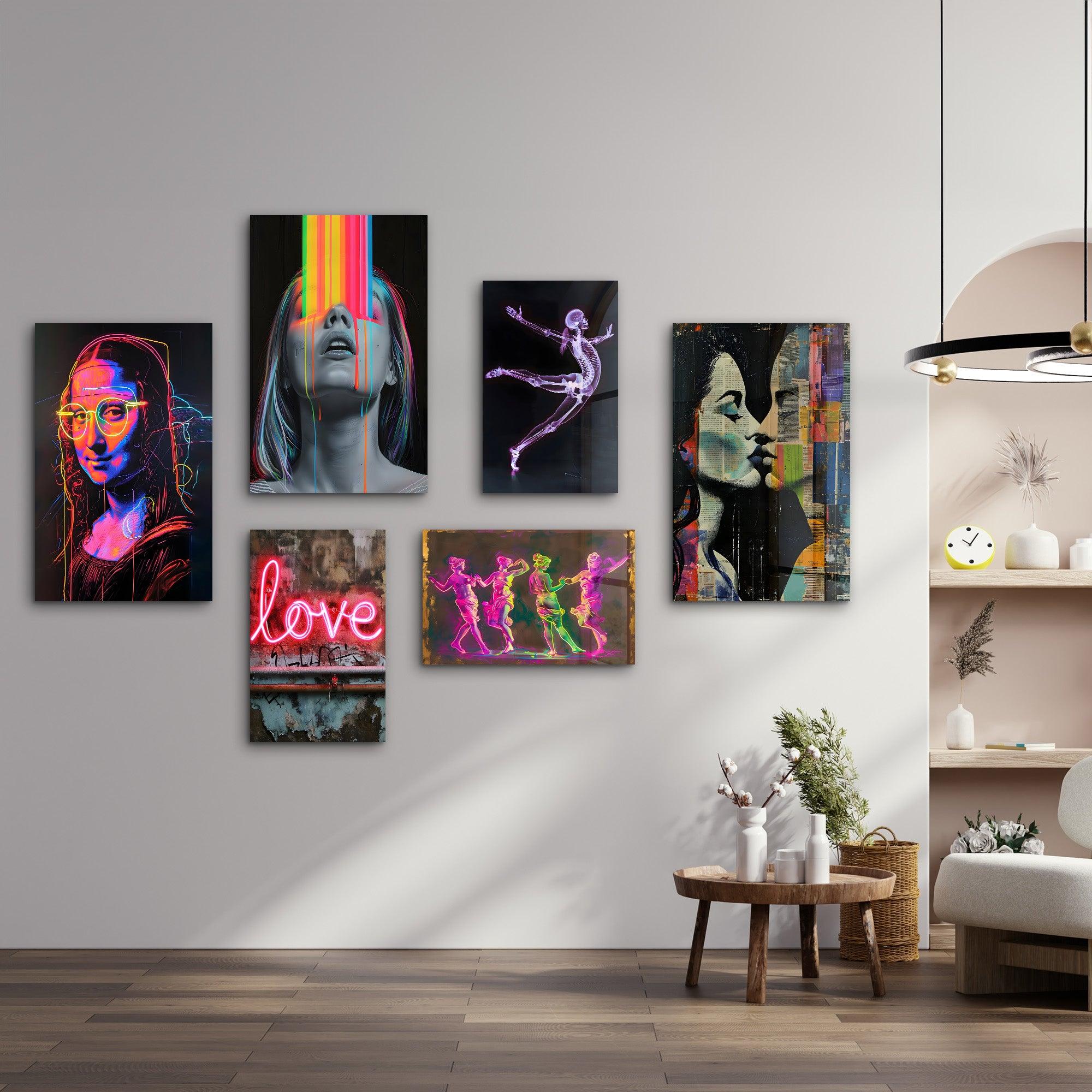 Neon Dreams & Urban Pop Gallery Glass Wall Art Set - Artdesigna