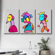 Playful Royal Characters Trio - Glass Wall Art