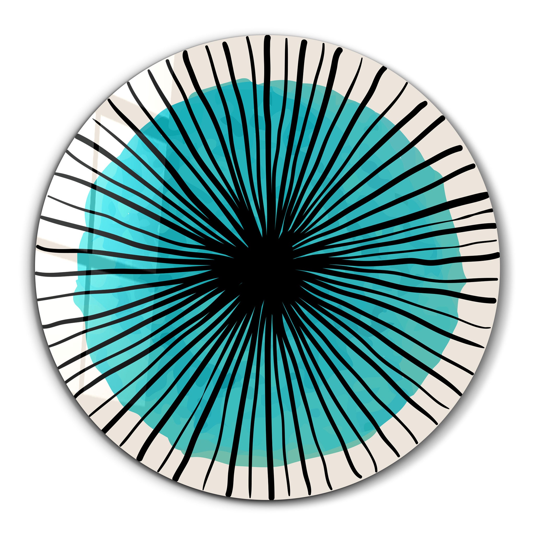 Blue Burst – Round Glass Wall Art
