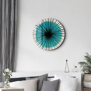 Blue Burst – Round Glass Wall Art