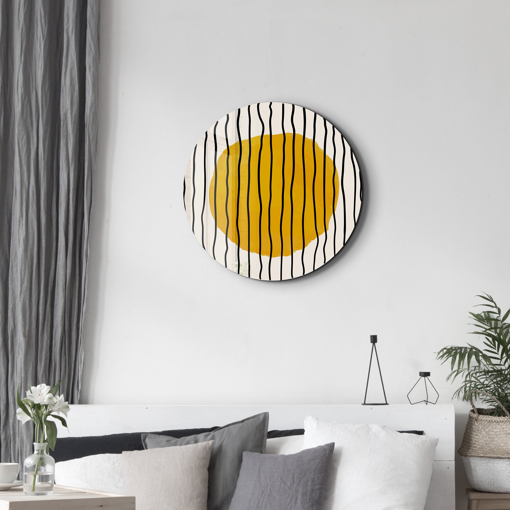 Golden Core – Round Glass Wall Art