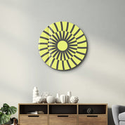 Lemon Pulse – Round Glass Wall Art