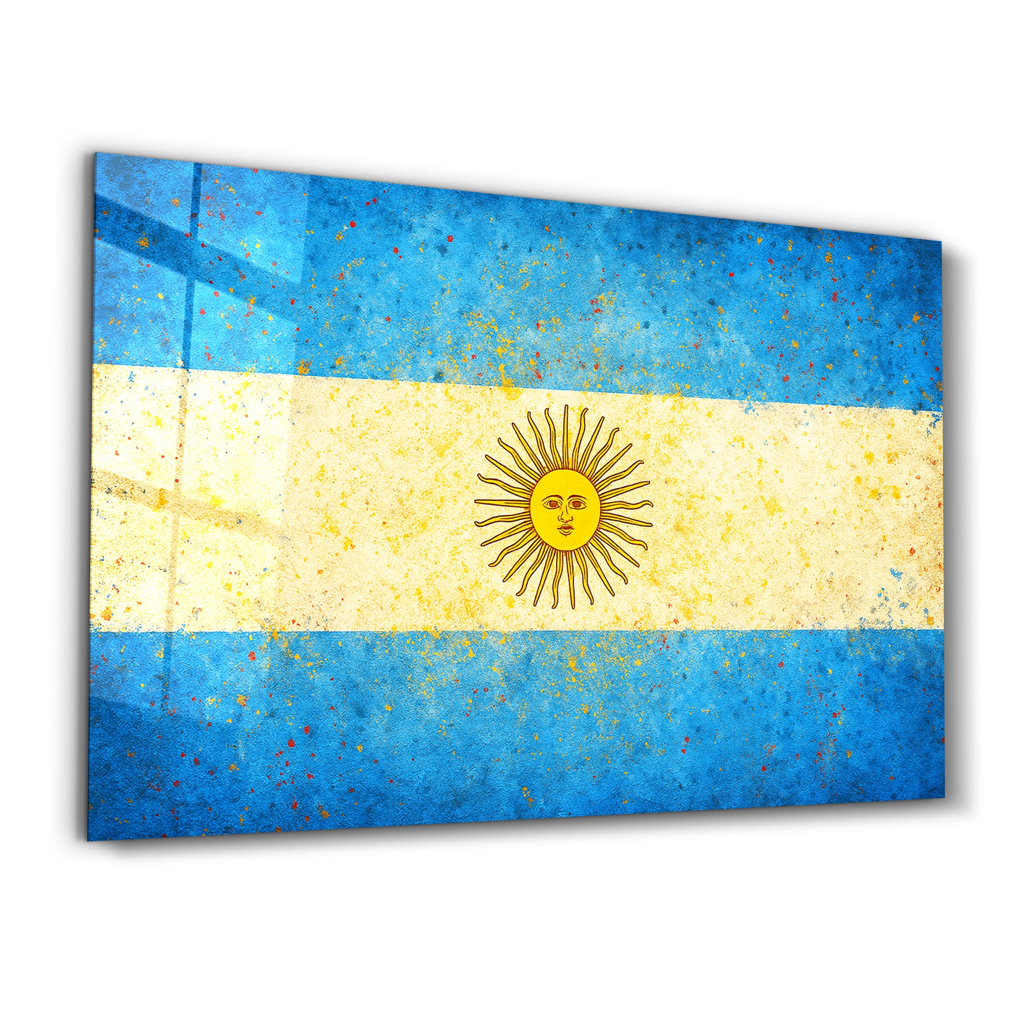 Argentina Flag Splash - Glass Wall Art