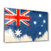 Australian Flag Splash - Glass Wall Art